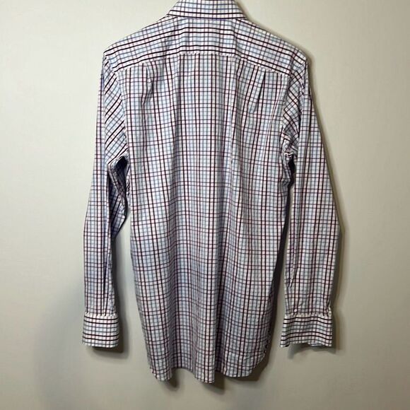 BONOBOS Men’s Slim Fit Professional Dress Shirt 16 | 35 Plaid Purple Blue White - Picture 5 of 7